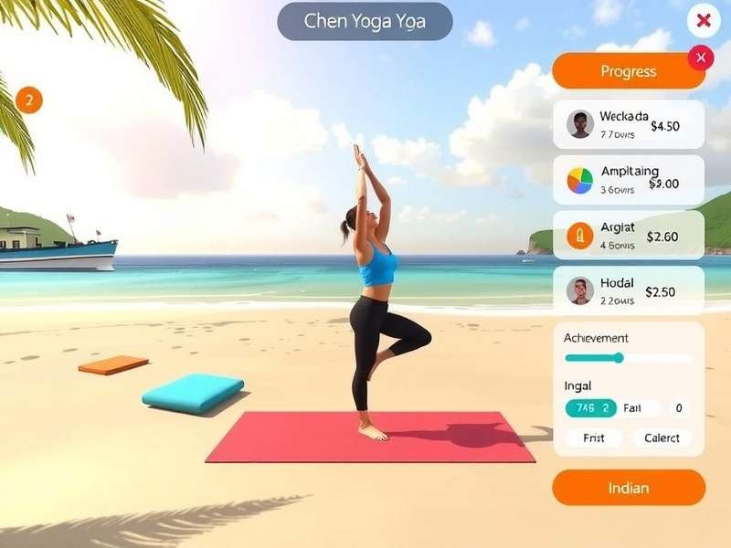 Goa Beach Yoga Retreat user interface showing Indian language options